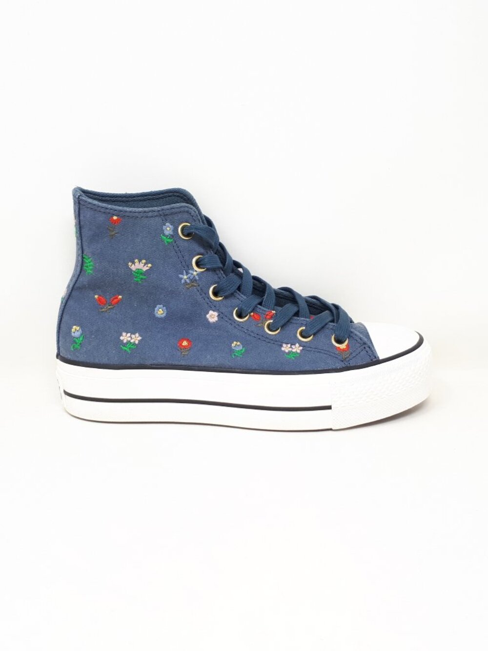 Converse Chuck Taylor Lift Hi Platform Floral Blue Womens Size 7 US Shoe Sneaker